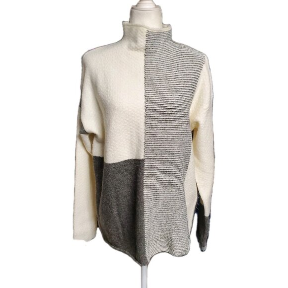 Cyrus Pullover Sweater Womens Size Large Color Block Long Sleeve Mock Neck - Picture 2 of 11